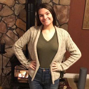 Gray and black speckled cardigan